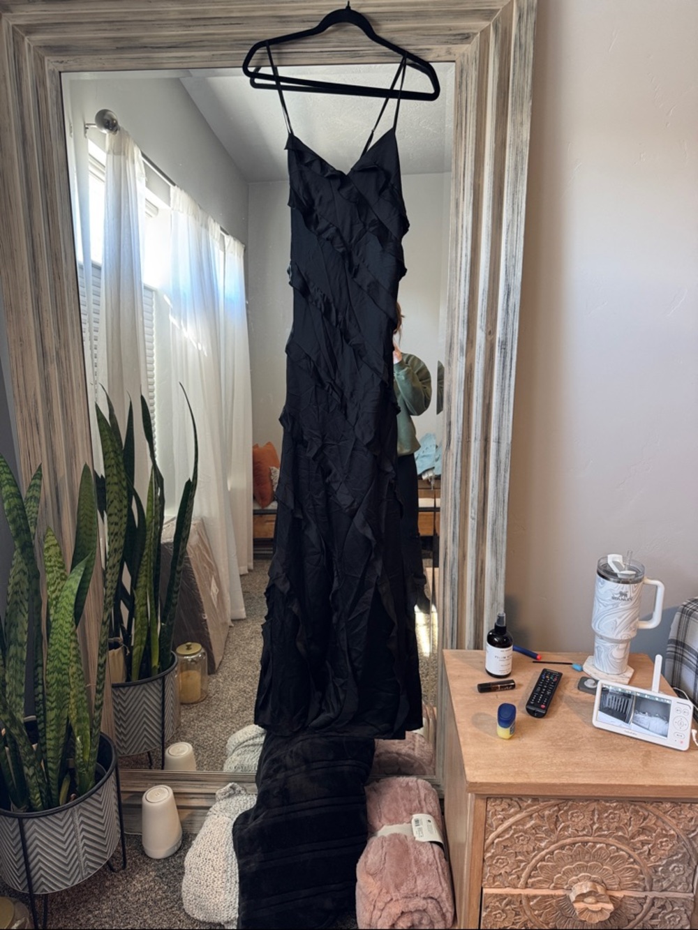 Show Me Your MuMu Black Ruffle Maxi Slip Dress